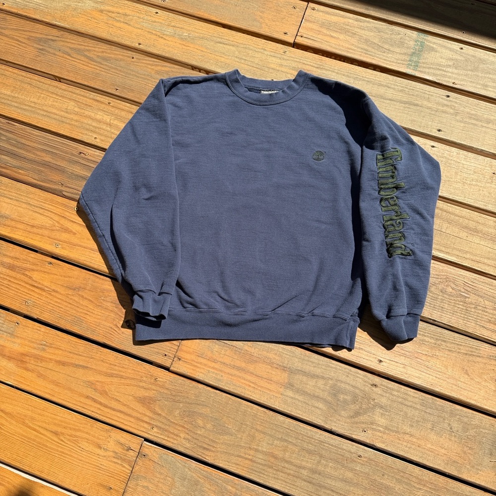 Vintage Timberland Men's Navy Crewneck Sweatshirt XL